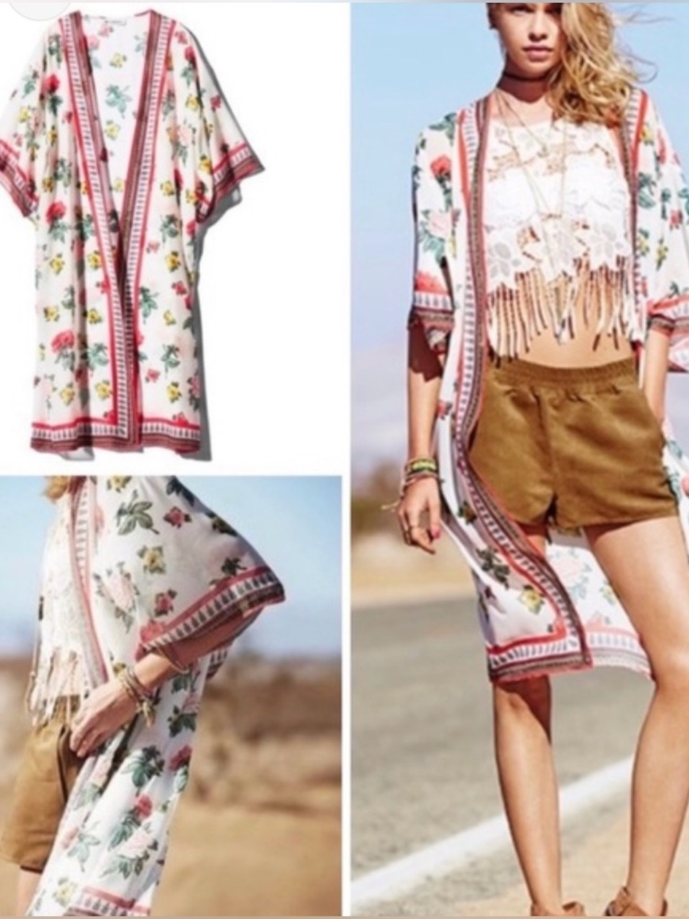 H&M Loves Coachella Collection Kimono Duster size Large Boho Chic Festival